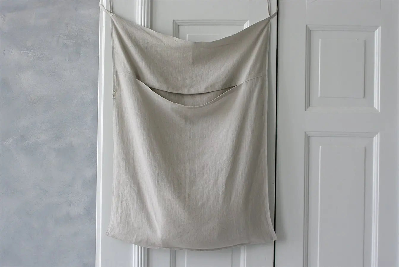 Hanging Linen Laundry Bag Heavy Linen Solid Grey / 66x88 cm; 26"x34.6" Old Linen Mill