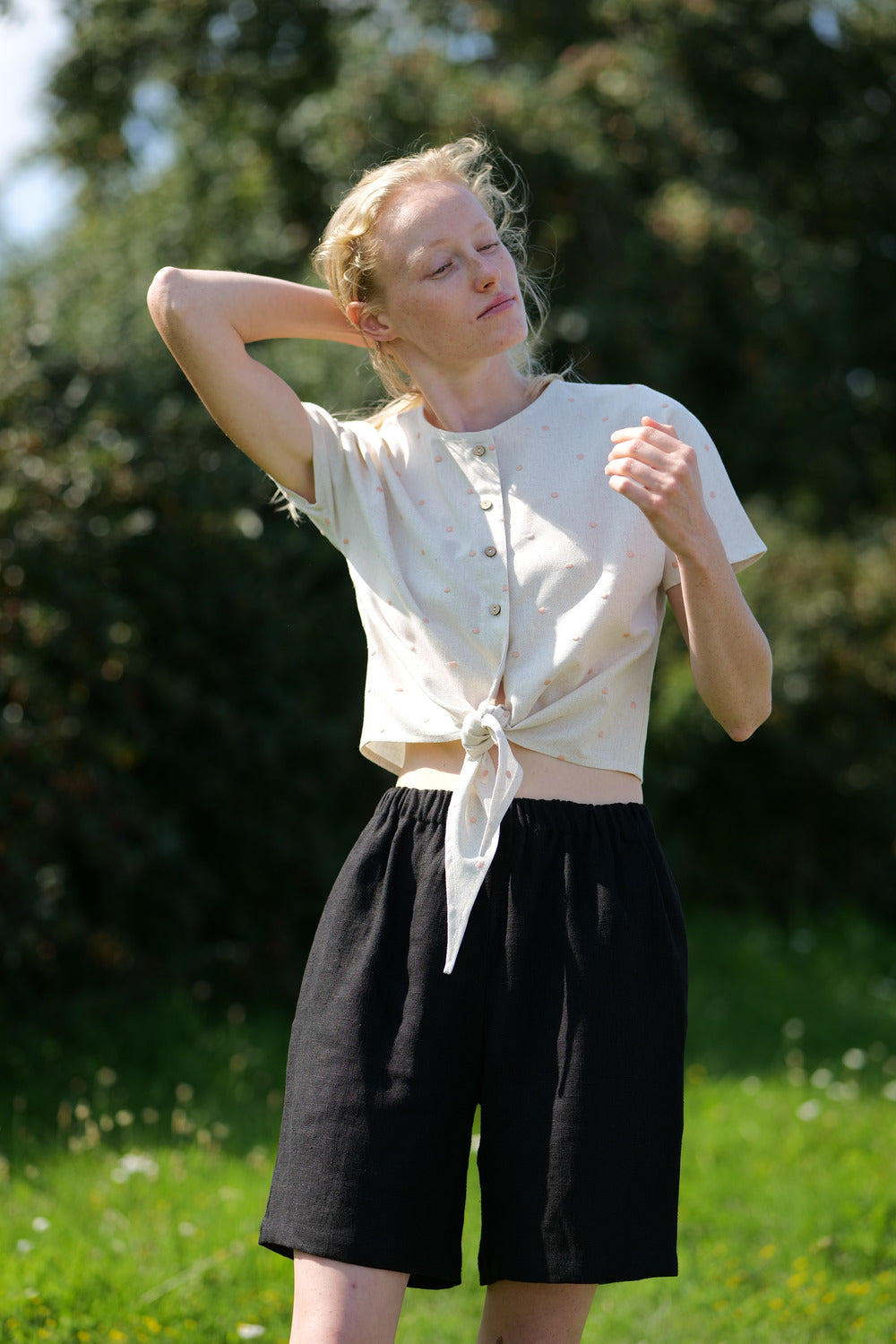 Heavy Linen Shorts Clover SH10 Old Linen Mill