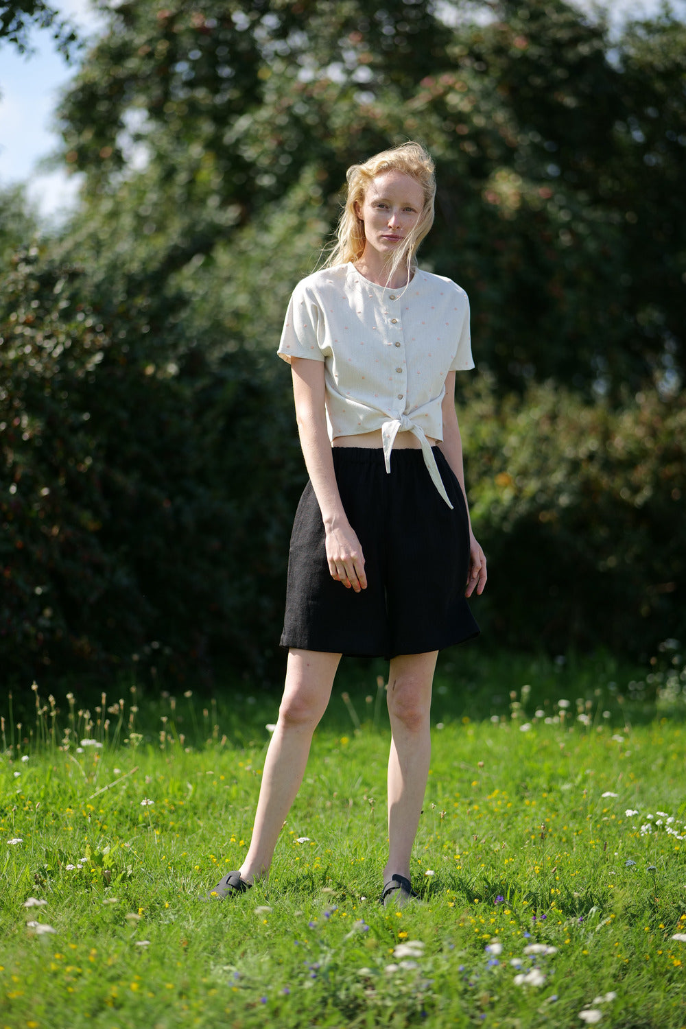 Heavy Linen Shorts Clover SH10 Old Linen Mill