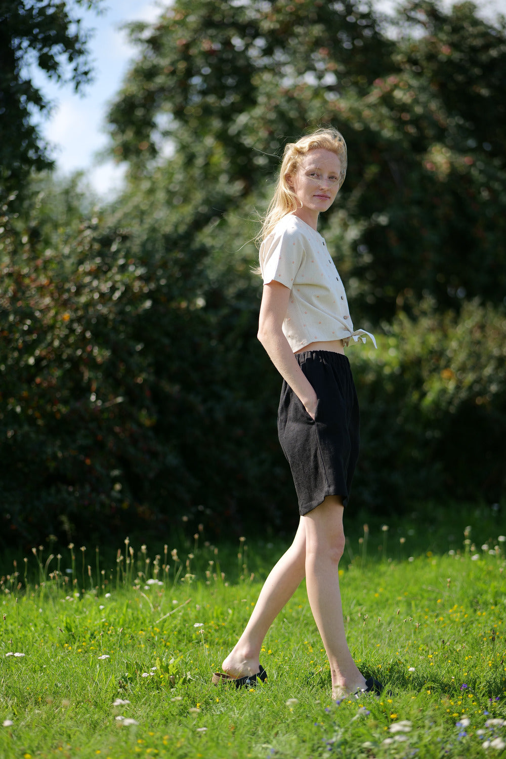 Heavy Linen Shorts Clover SH10 Old Linen Mill