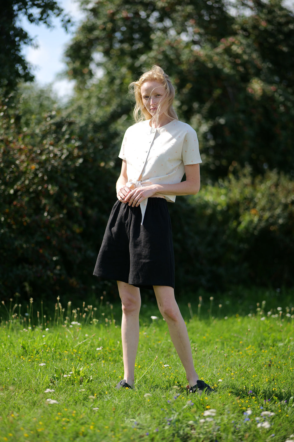 Heavy Linen Shorts Clover SH10 Old Linen Mill