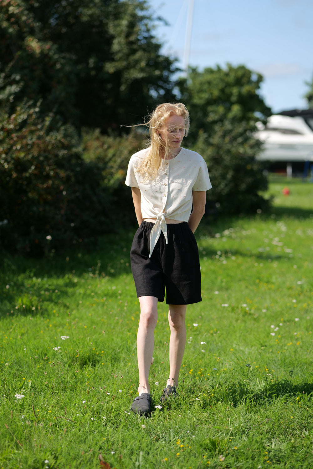 Heavy Linen Shorts Clover SH10 Old Linen Mill