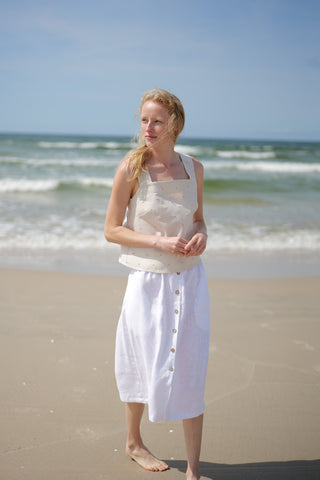 Heavy Linen Summer Midi Skirt Bloom SK03 Old Linen Mill