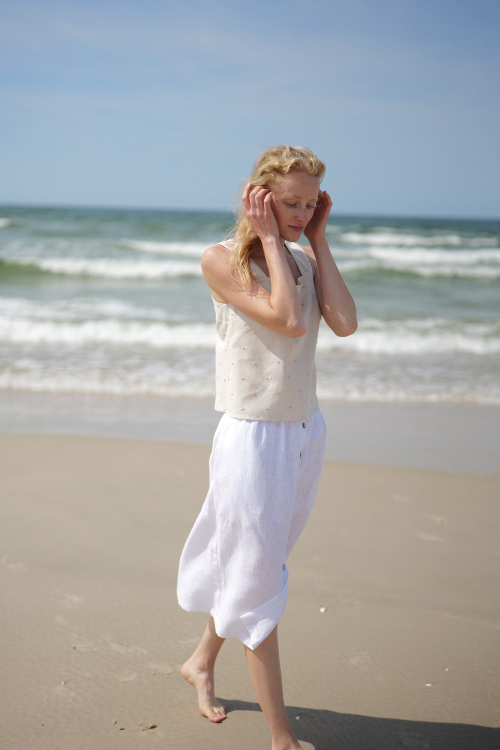 Heavy Linen Summer Midi Skirt Bloom SK03 Old Linen Mill