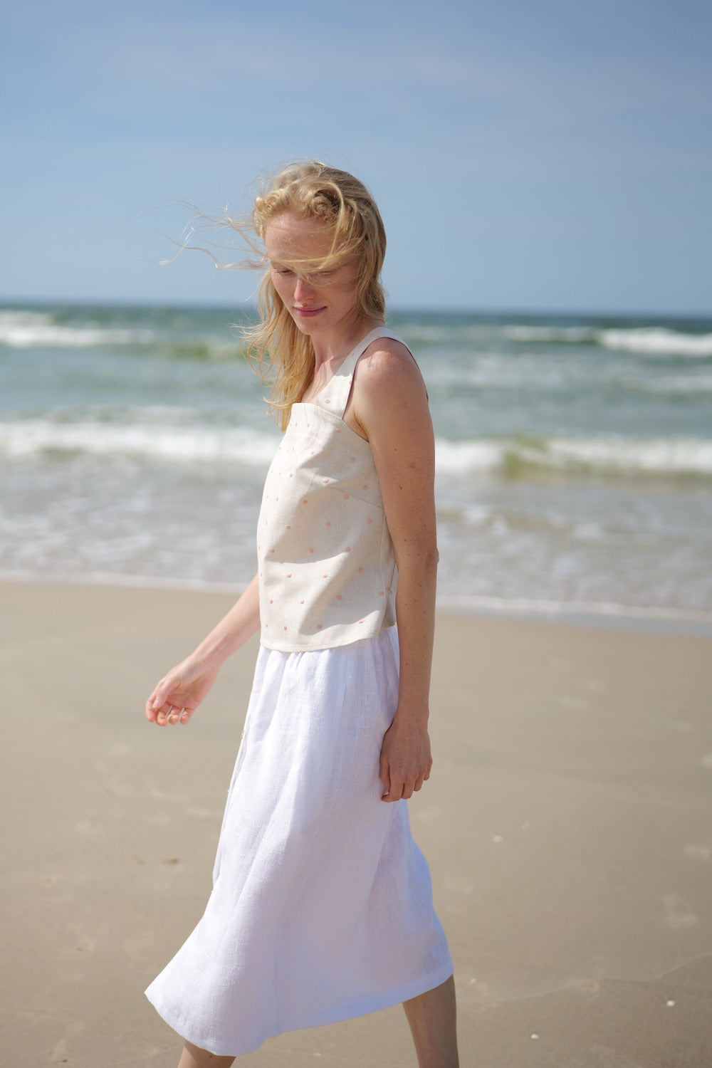 Heavy Linen Summer Midi Skirt Bloom SK03 Old Linen Mill