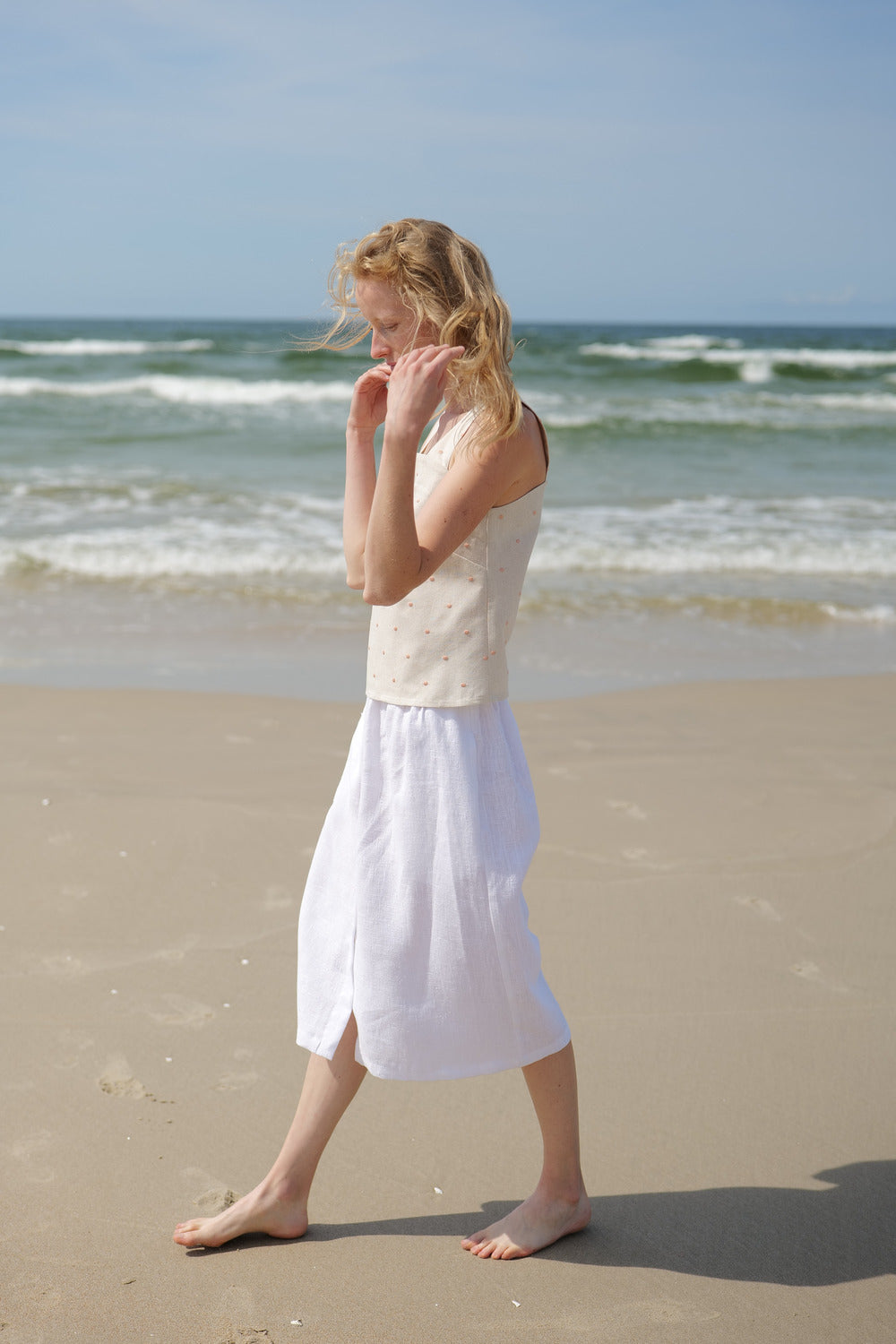 Heavy Linen Summer Midi Skirt Bloom SK03 Old Linen Mill