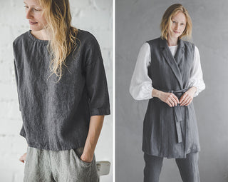 heavy solid grey linen color - Old Linen Mill