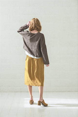 High Waist Heavy Linen Buttons Down Skirt Old Linen Mill 