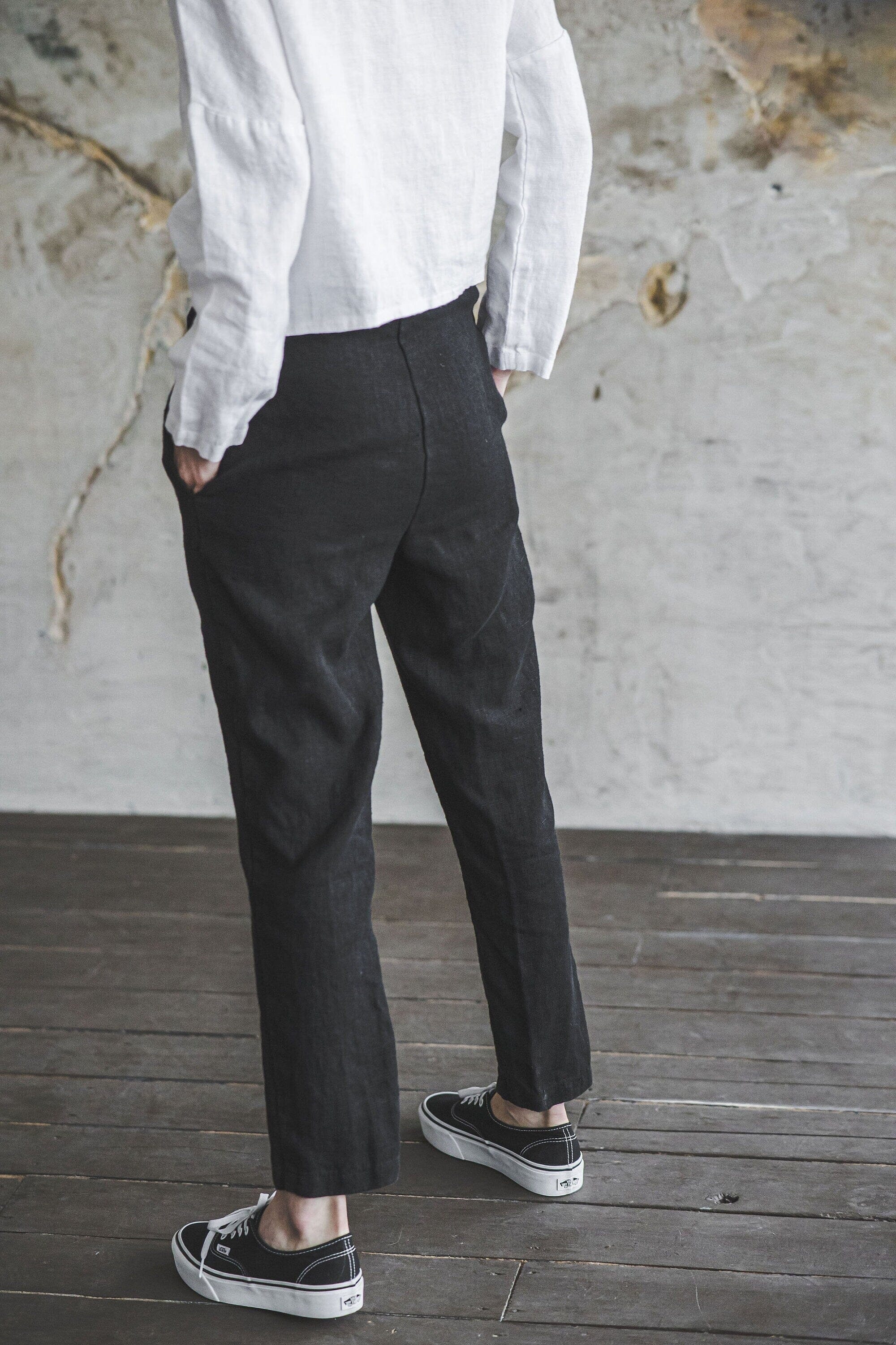 High-Waisted Linen Pants for Women Old Linen Mill 