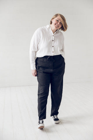 High Waisted Linen Pants Old Linen Mill Small Grey Checks XS 