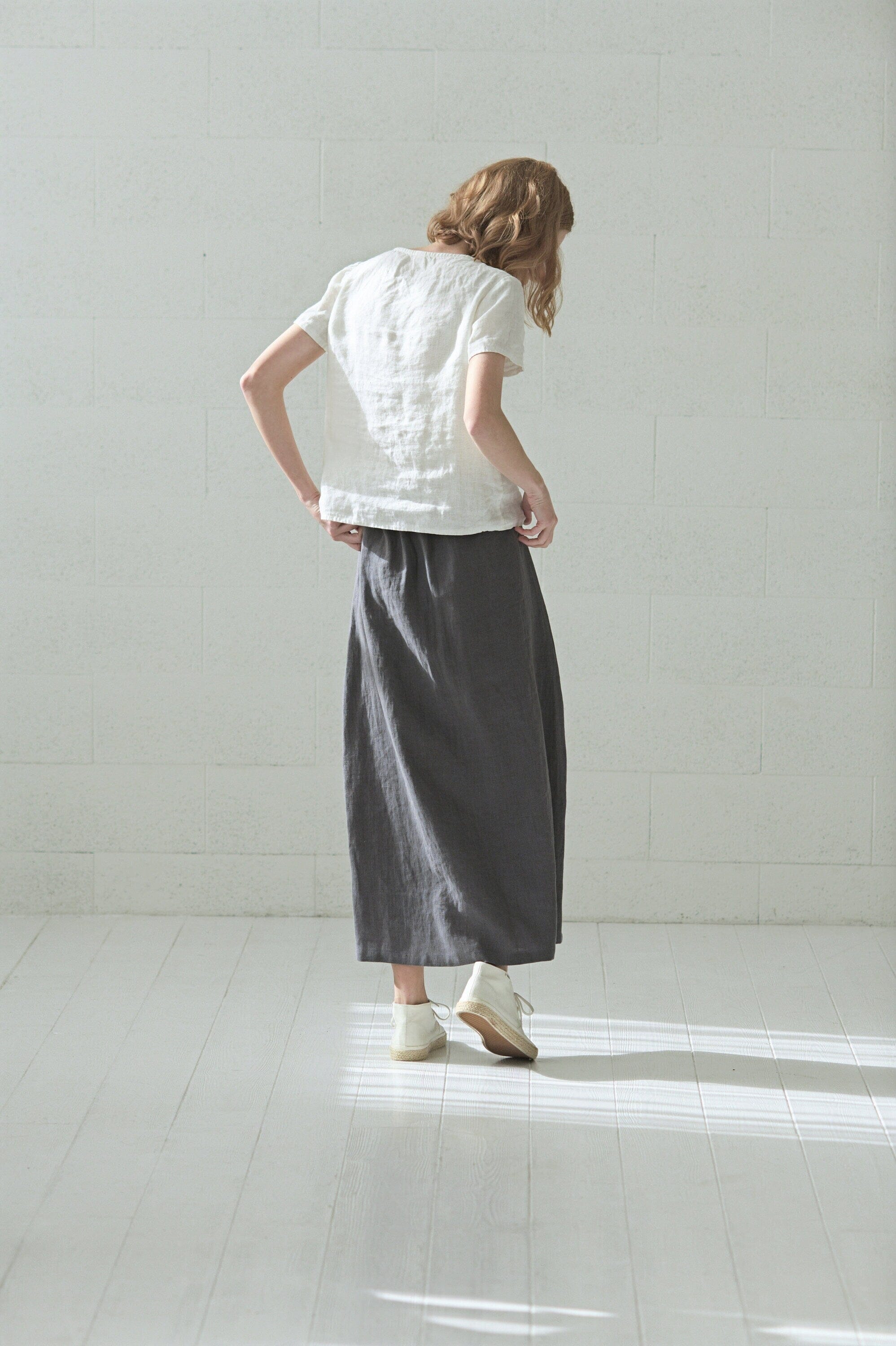 High-Waisted Long Linen Skirt Old Linen Mill 