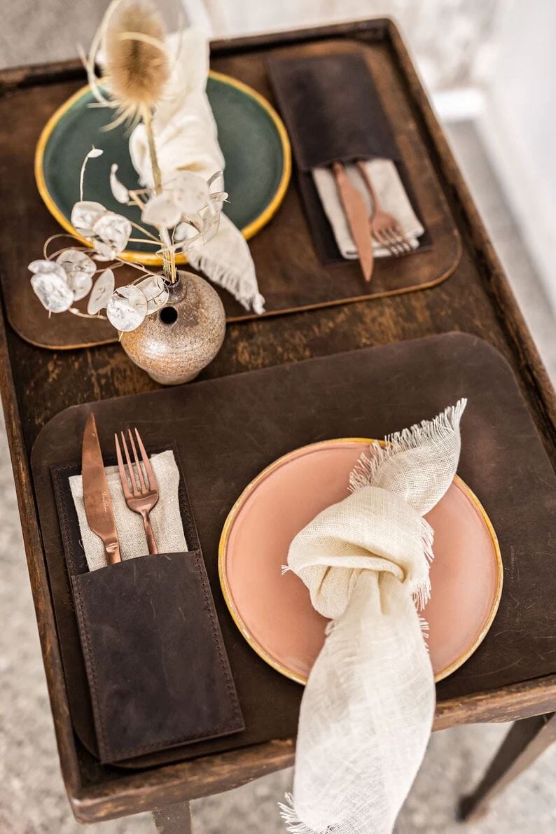 Leather Placemats Gift Idea Old Linen Mill 