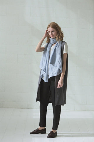 Linen Accessory Scarves Old Linen Mill Light Blue Set of two 