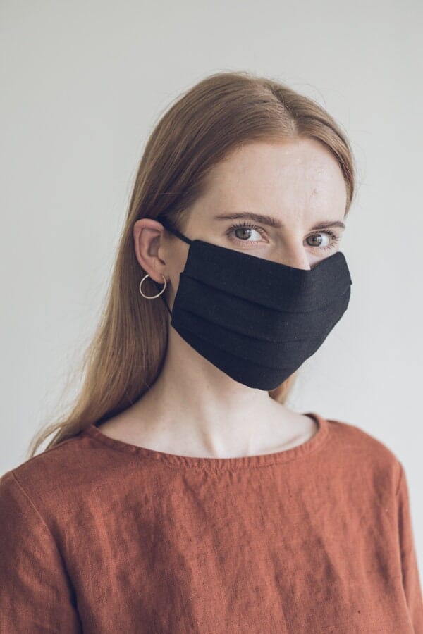 Linen Black Protective Washable Face Mask Old Linen Mill 