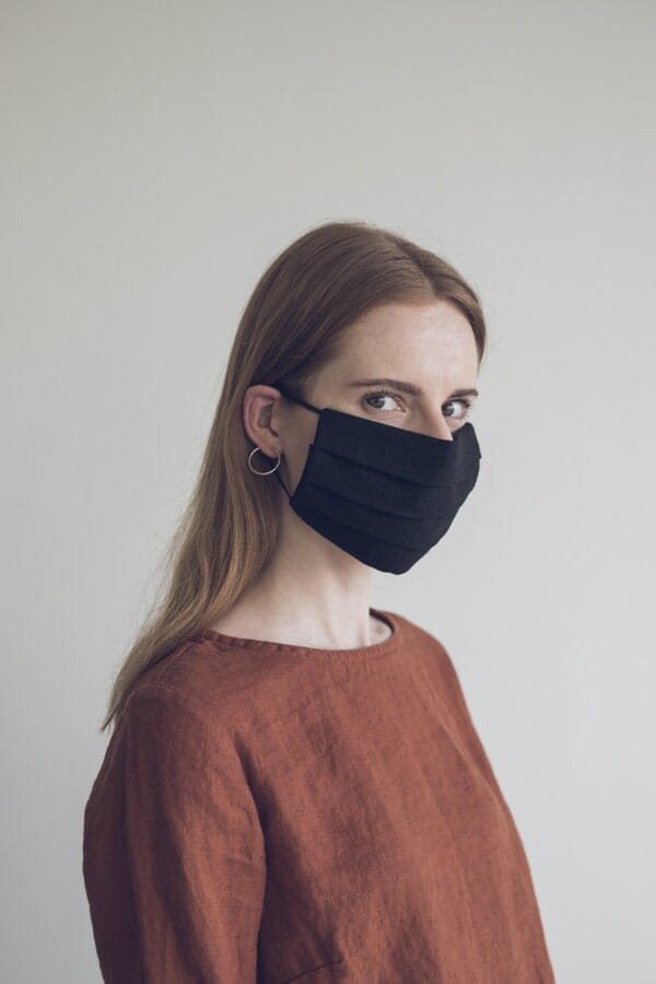 Linen Black Protective Washable Face Mask Old Linen Mill 