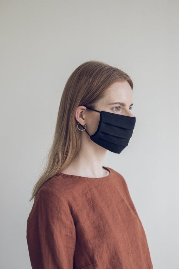 Linen Black Protective Washable Face Mask Old Linen Mill 