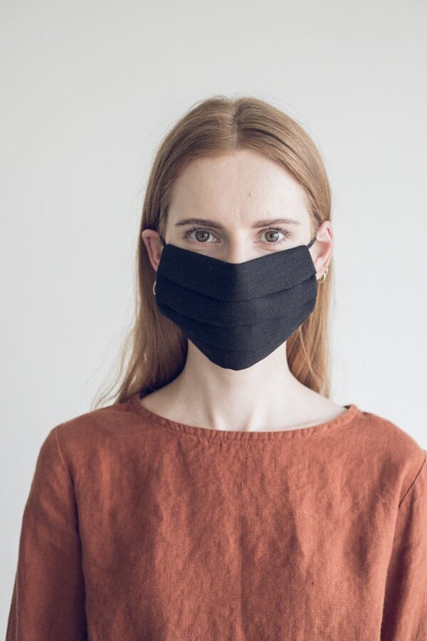 Linen Black Protective Washable Face Mask Old Linen Mill 