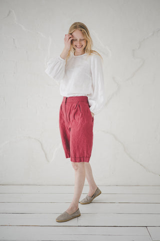 READY TO SHIP Linen Blouse with Long Sleeves T45 Honey Gold / XS Old Linen Mill