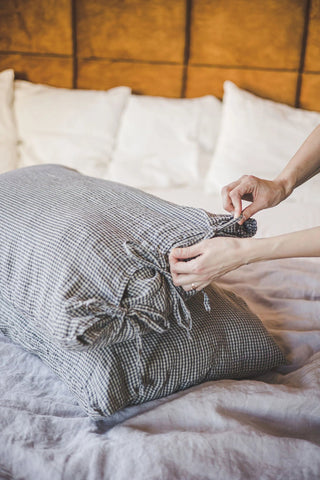 Linen Body Pillowcase with Ties In Various Colors Old Linen Mill
