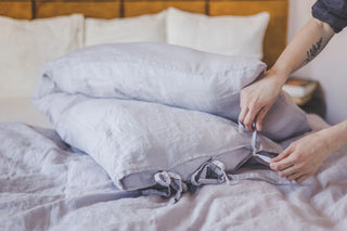Linen Body Pillowcase with Ties In Various Colors Old Linen Mill