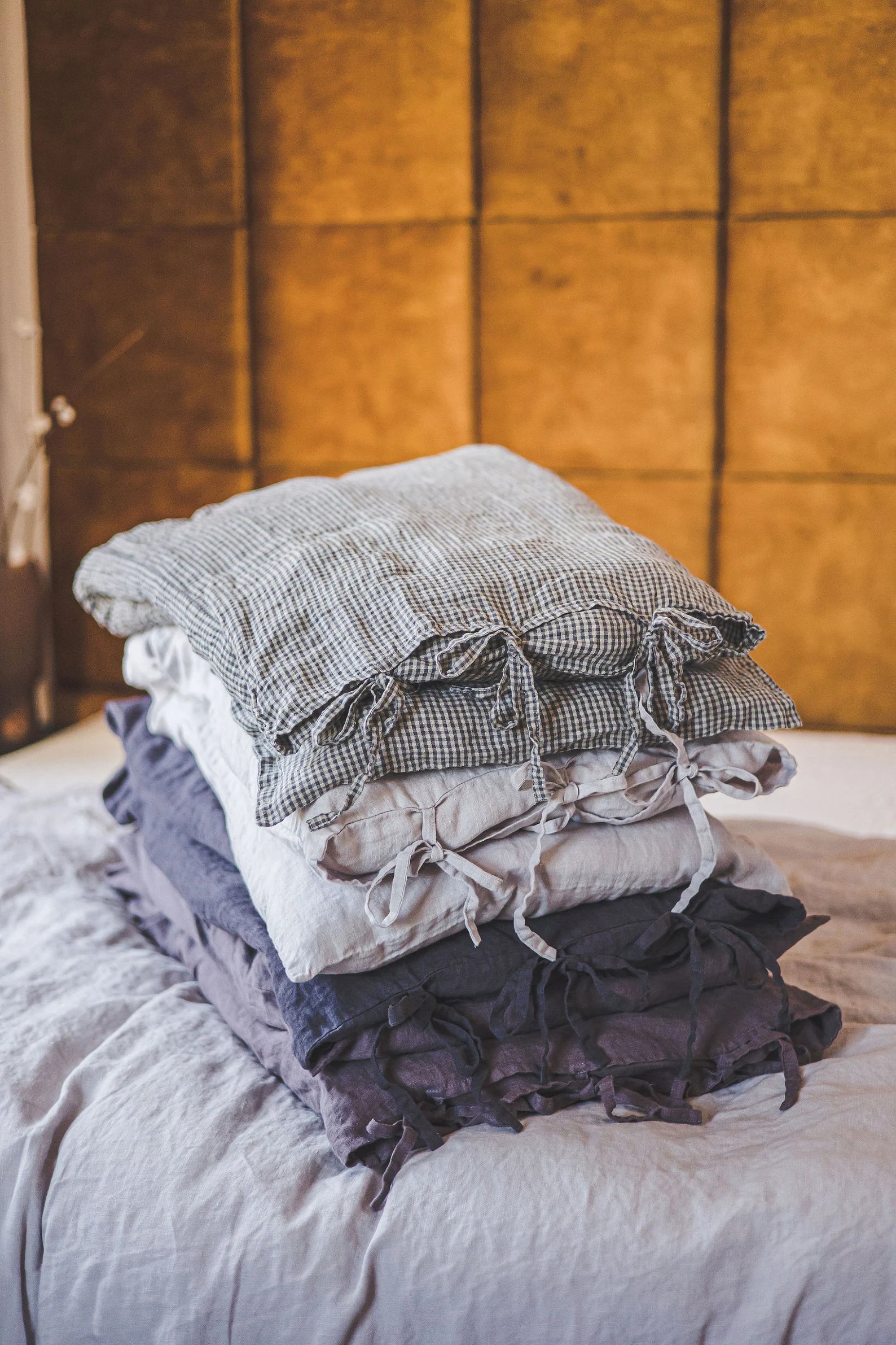 Linen Body Pillowcase with Ties In Various Colors Old Linen Mill