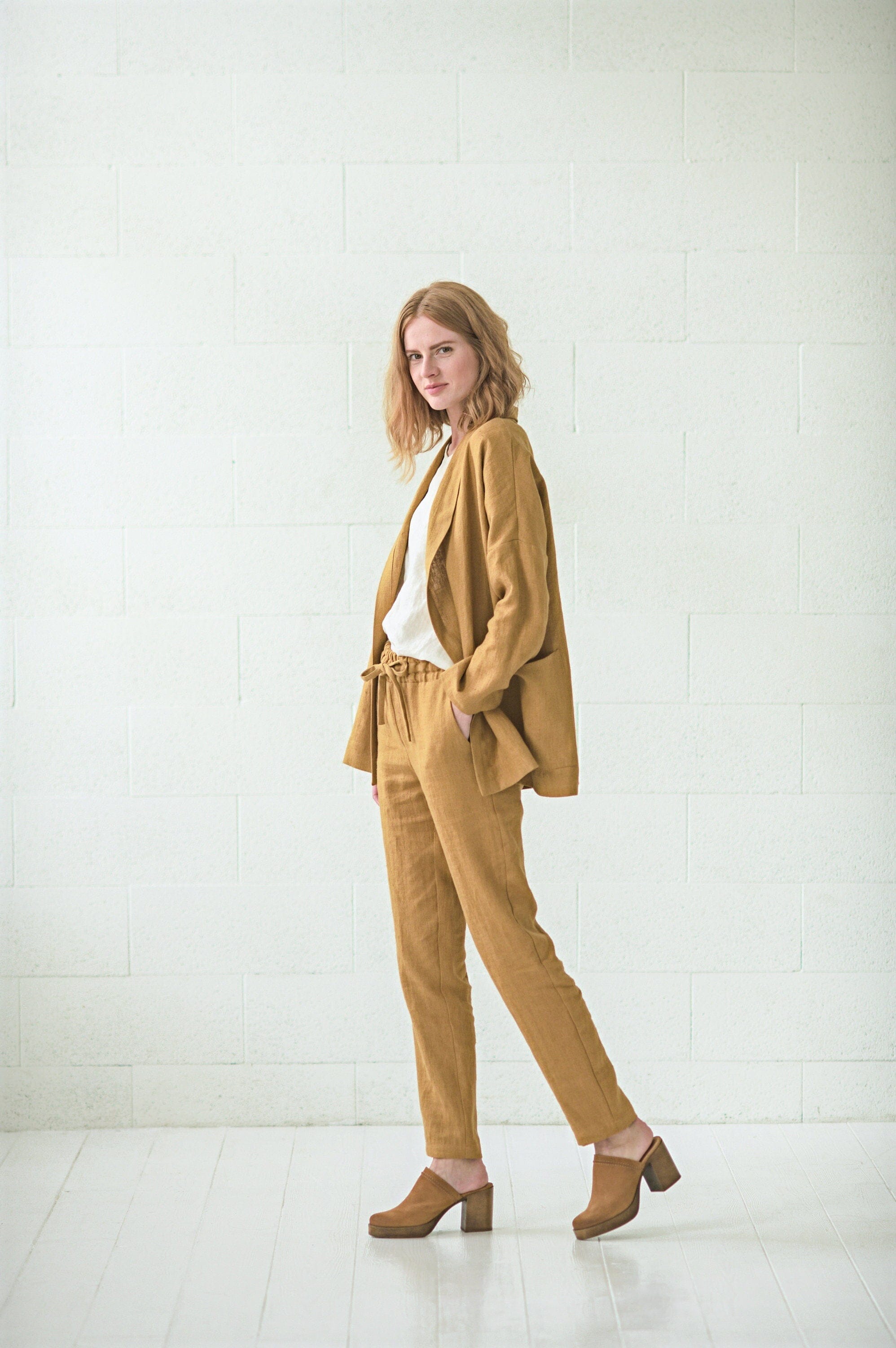 Linen Boho Style Jacket with Belt Old Linen Mill 