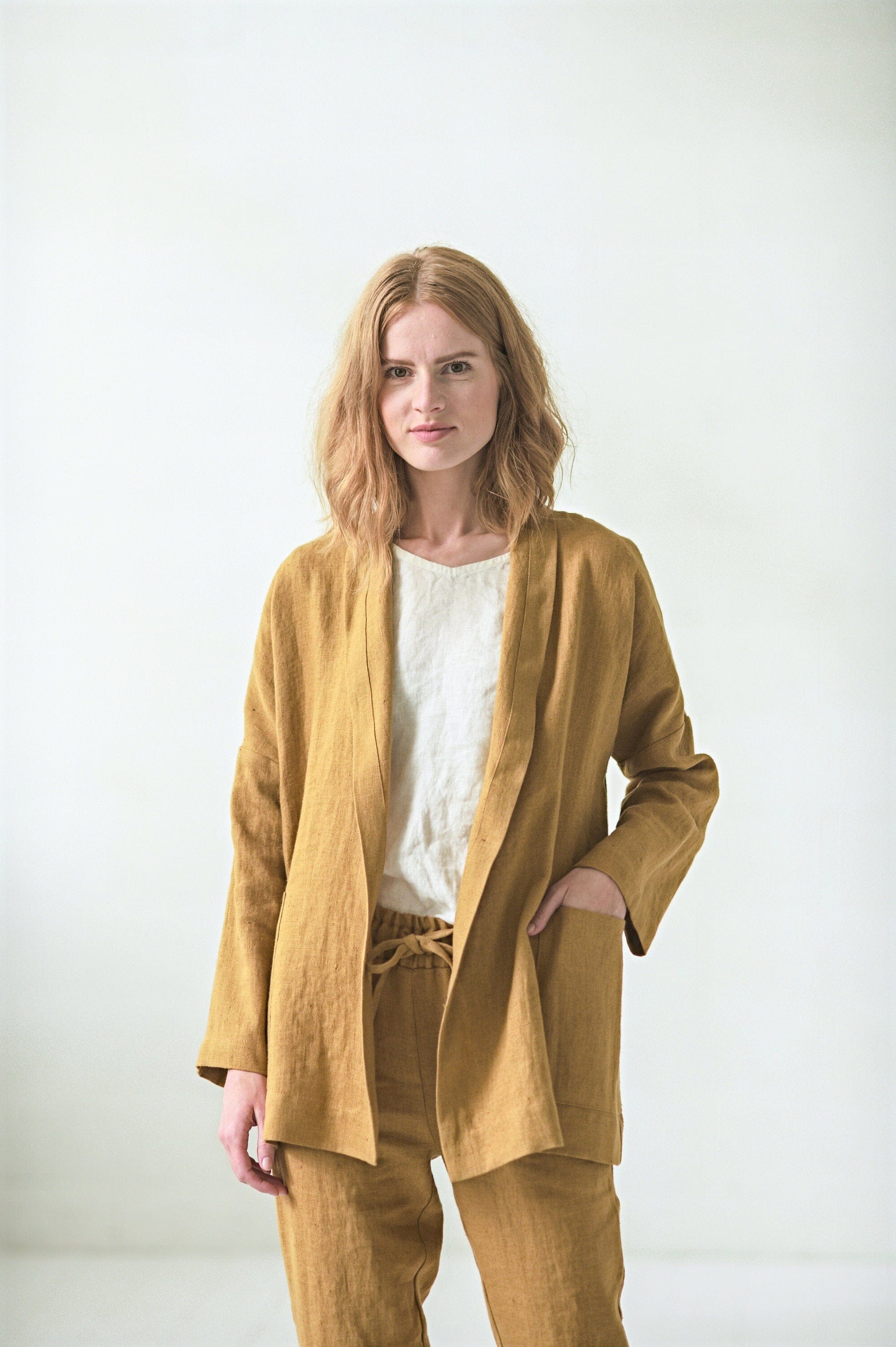 Linen Boho Style Jacket with Belt Old Linen Mill 