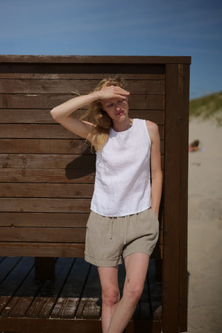 Linen Bow Back Top - Sleeveless Summer Top Summer Top Old Linen Mill