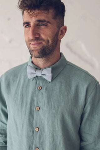 Linen Bow Tie for Men Old Linen Mill Dark Forest 