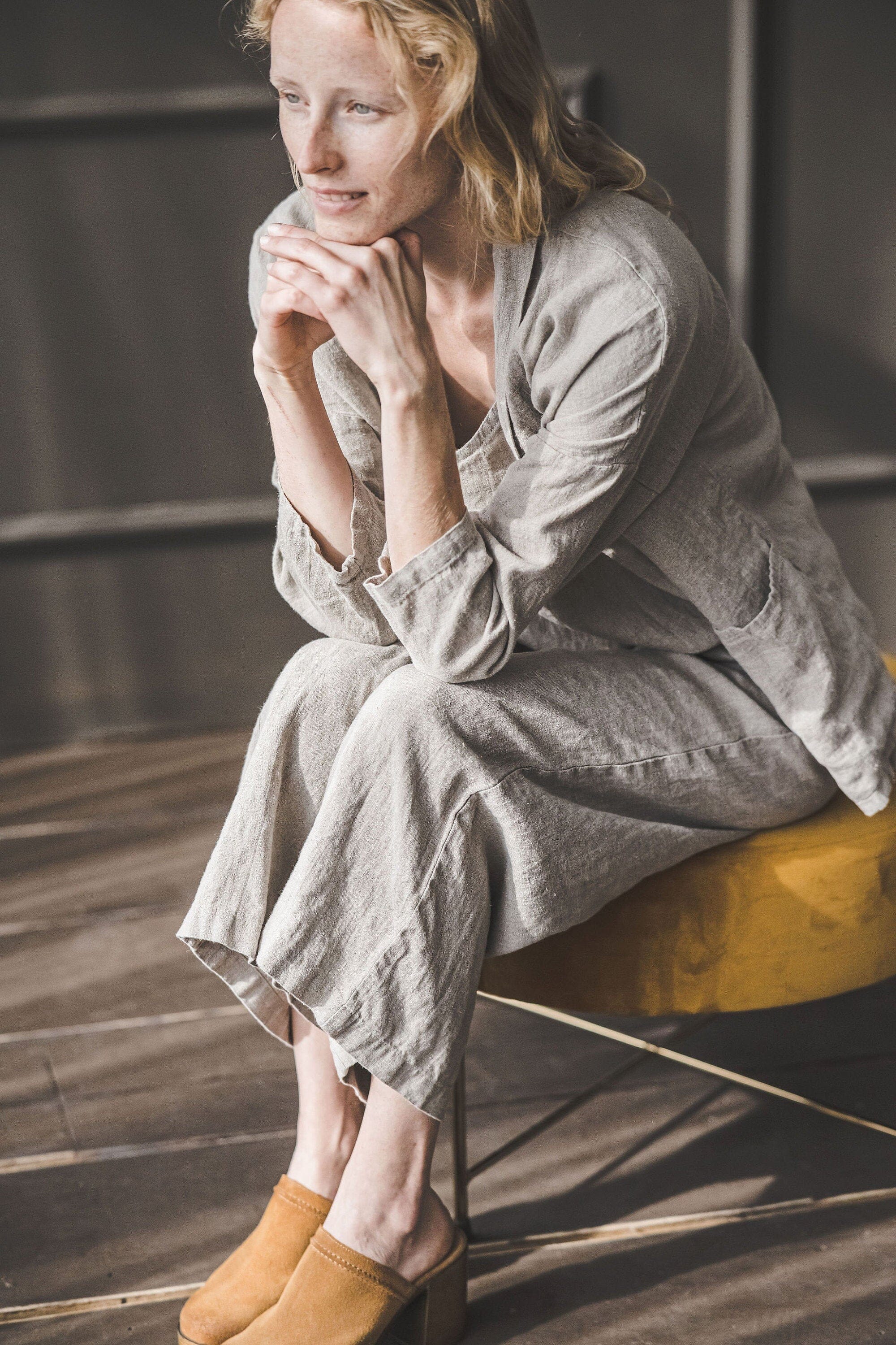 Linen Cardigan for Women C06 Old Linen Mill 