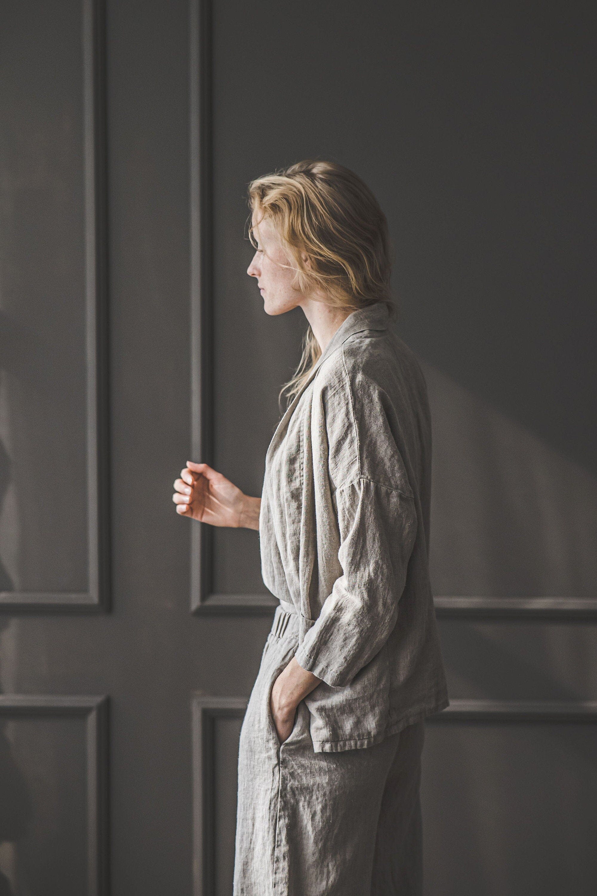 Linen Cardigan for Women C06 Old Linen Mill 