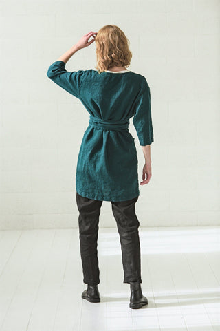 Linen Cardigan with Pockets and Belt Old Linen Mill 