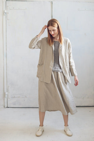 Linen Casual Boho Jacket with Wide Belt Old Linen Mill 