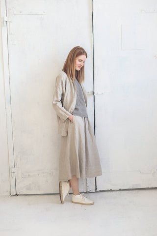 Linen Casual Boho Jacket with Wide Belt Old Linen Mill 