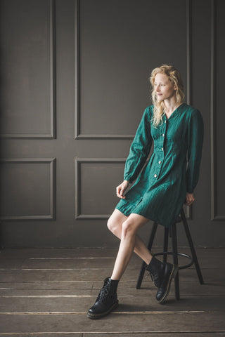 Linen Dress Buttons Down Old Linen Mill 