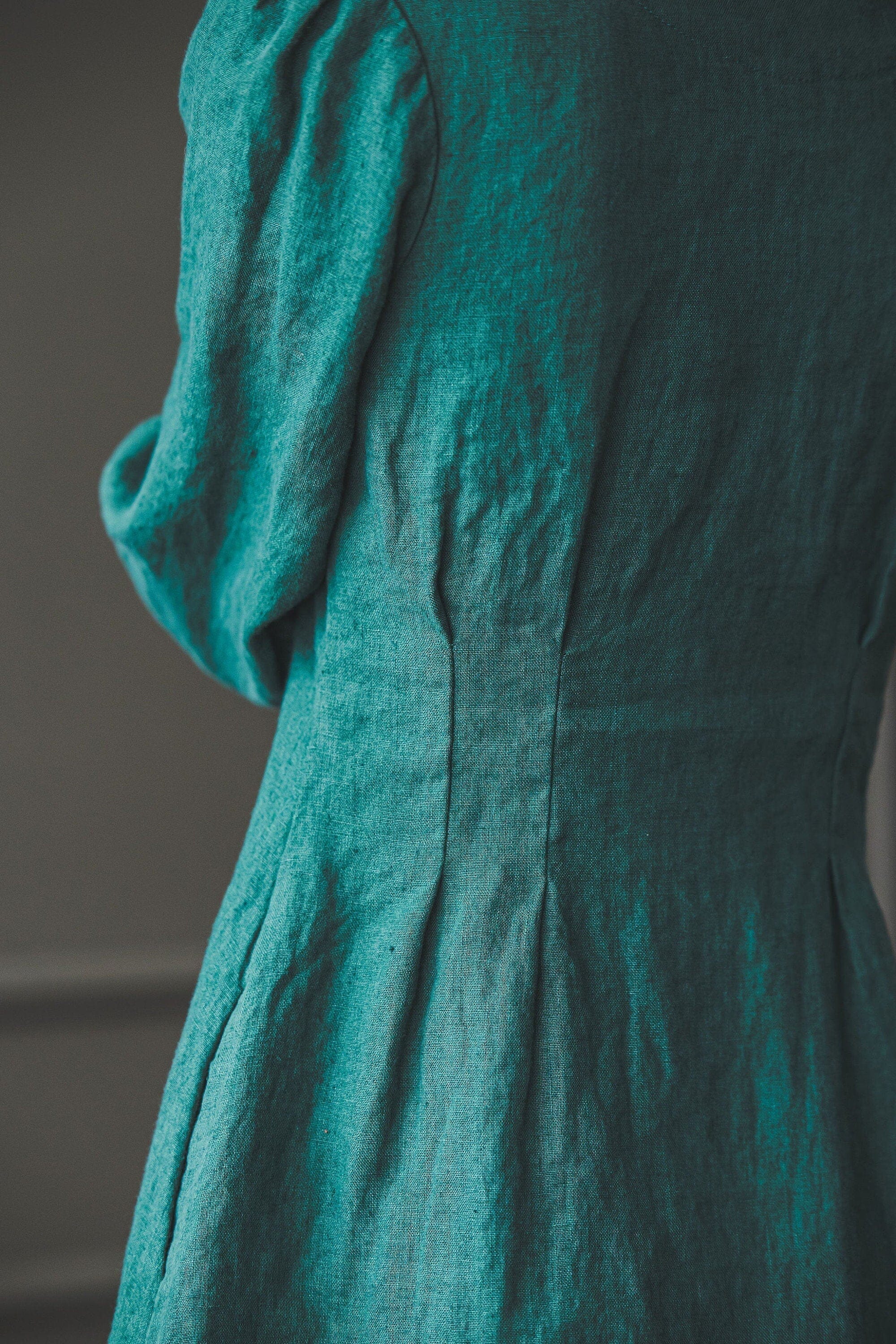 Linen Dress Buttons Down with 3/4 Sleeves D28-2 Old Linen Mill