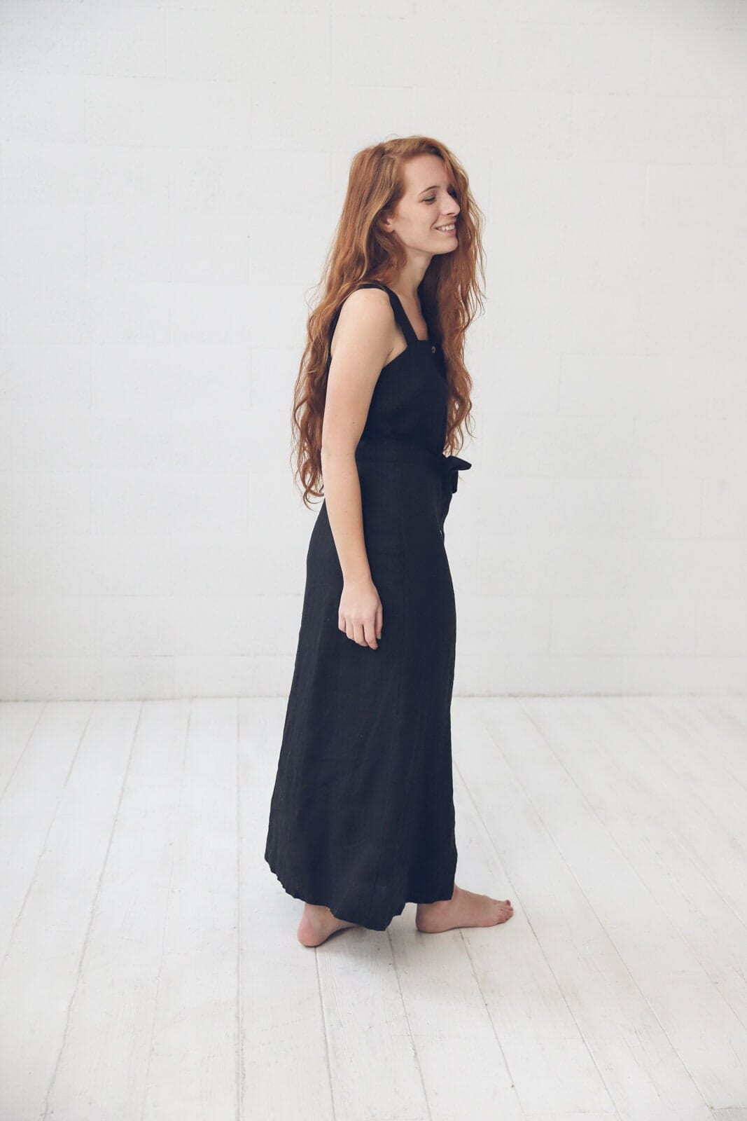 Linen Dress Buttons Sleeveless Old Linen Mill 