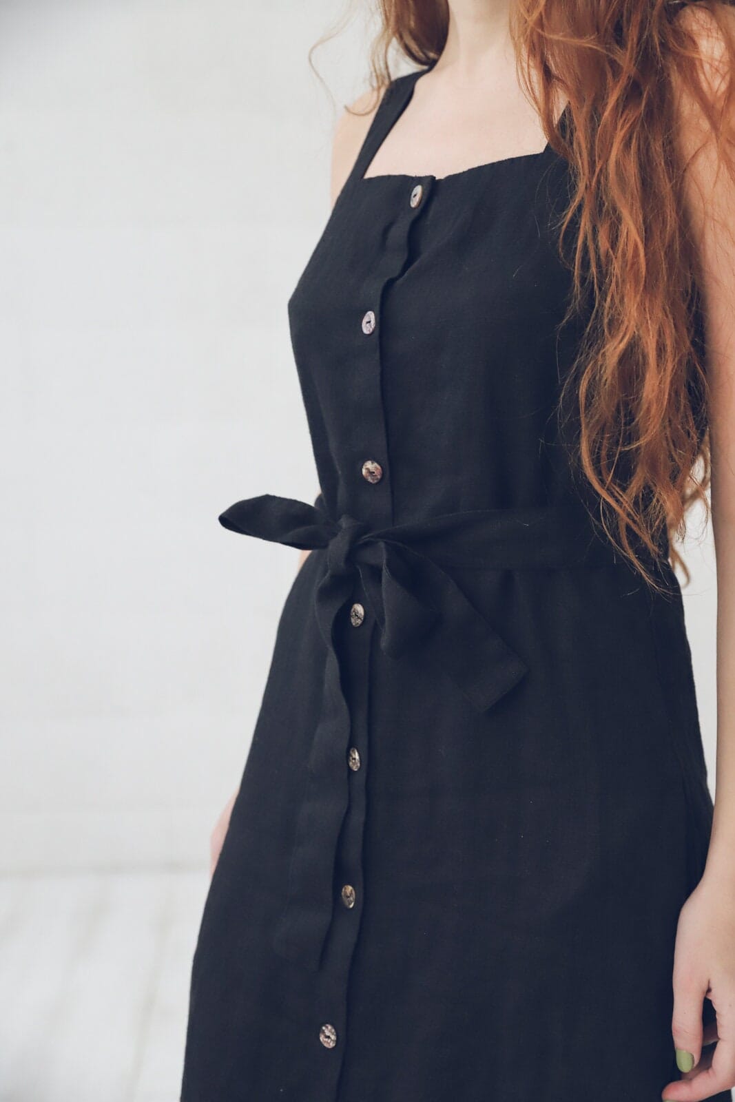 Linen Dress Buttons Sleeveless Old Linen Mill 