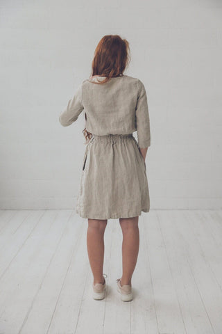 Linen Dress with Pockets and 3/4 Sleeves D06-2 Old Linen Mill