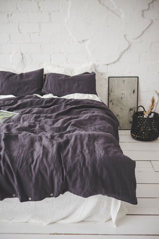 Linen Duvet Cover in Dark Aubergine / Gift Idea Old Linen Mill