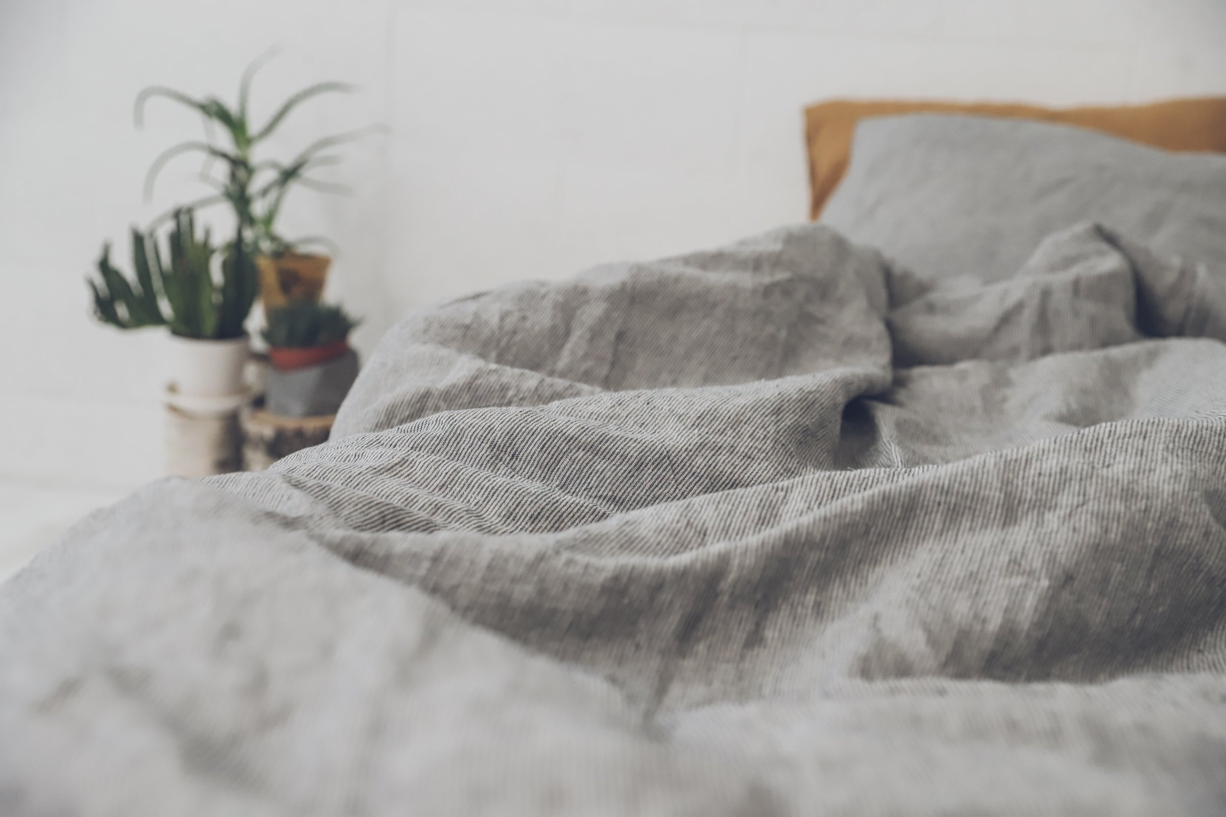 Linen Duvet Cover in Natural Grey Stripes / Gift Idea Old Linen Mill