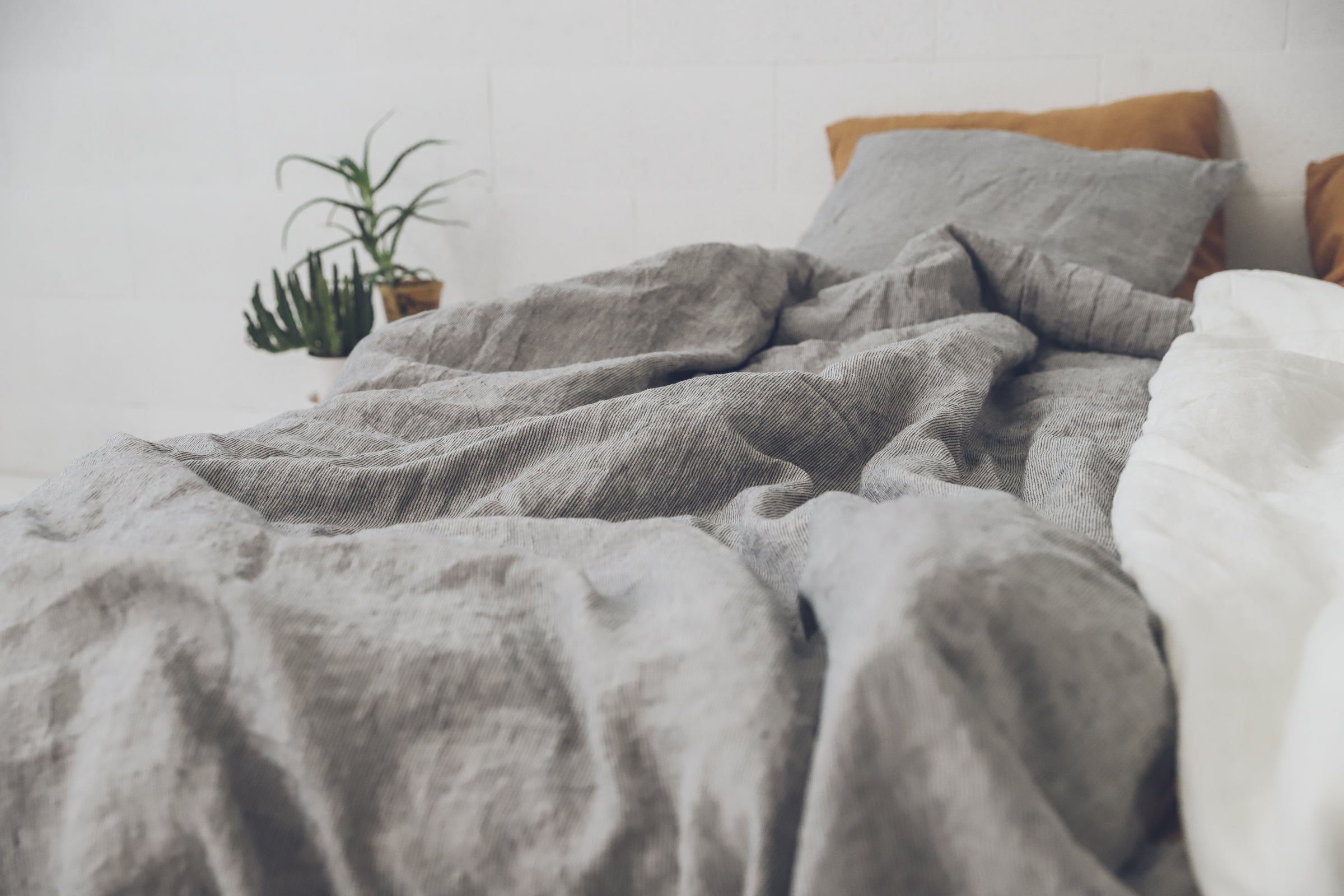 Linen Duvet Cover in Natural Grey Stripes / Gift Idea Old Linen Mill