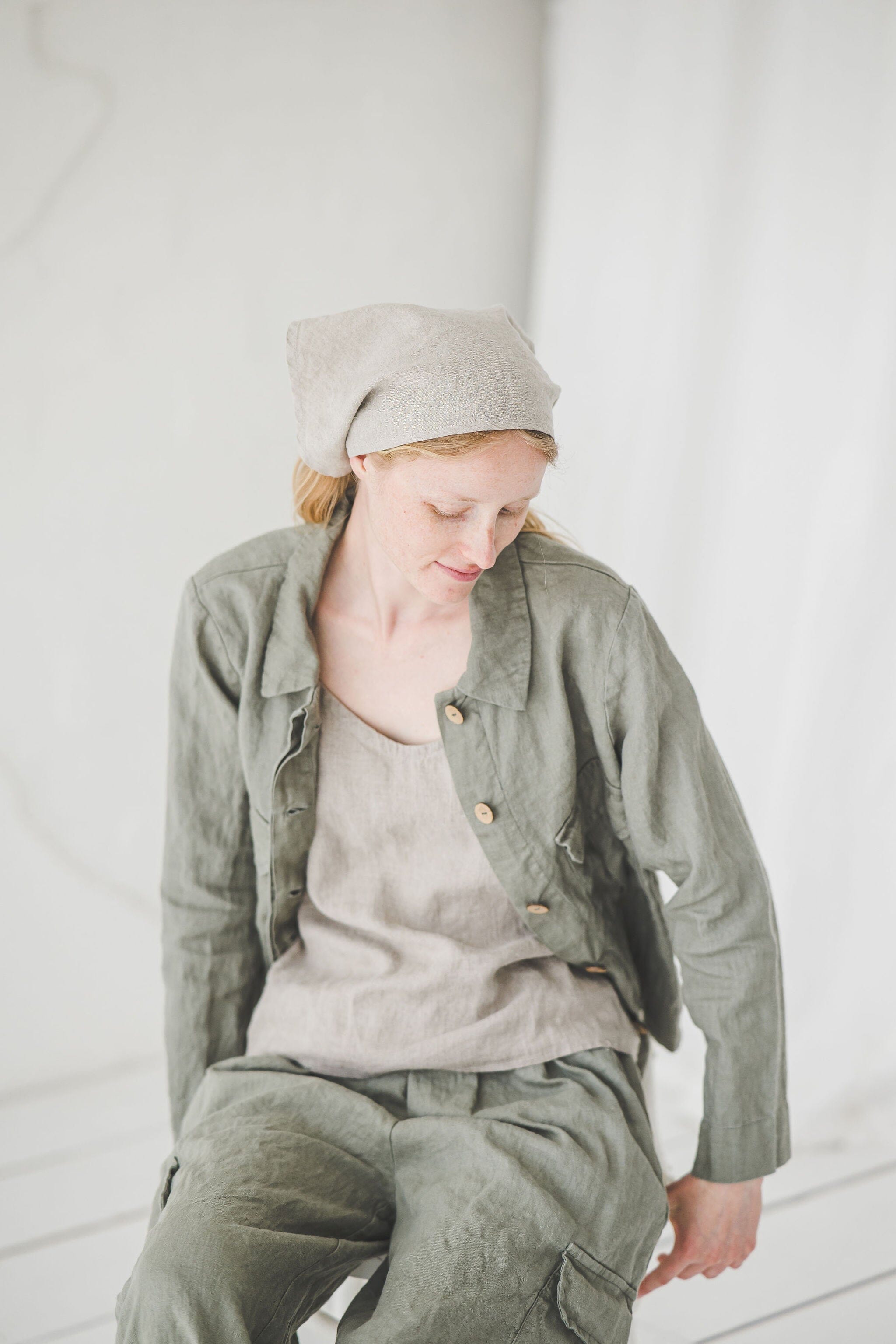 Linen Headscarf, Triangle Bandana HRS02 Old Linen Mill