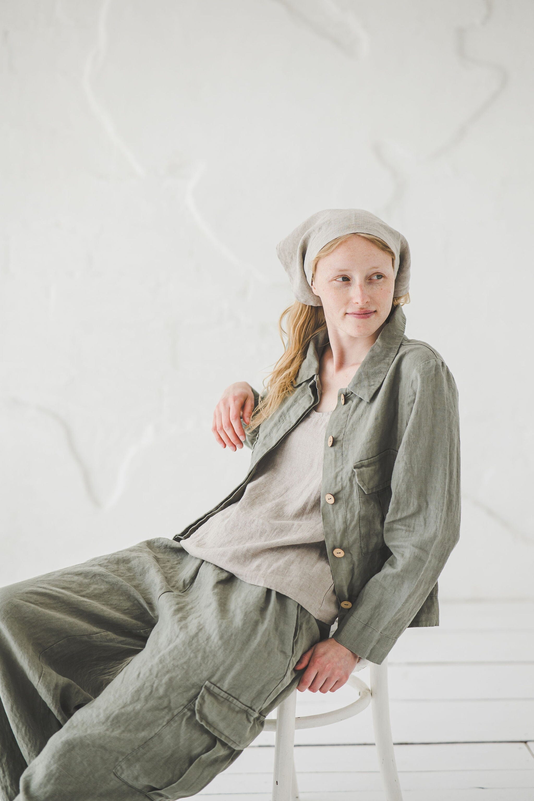 Linen Headscarf, Triangle Bandana HRS02 Old Linen Mill