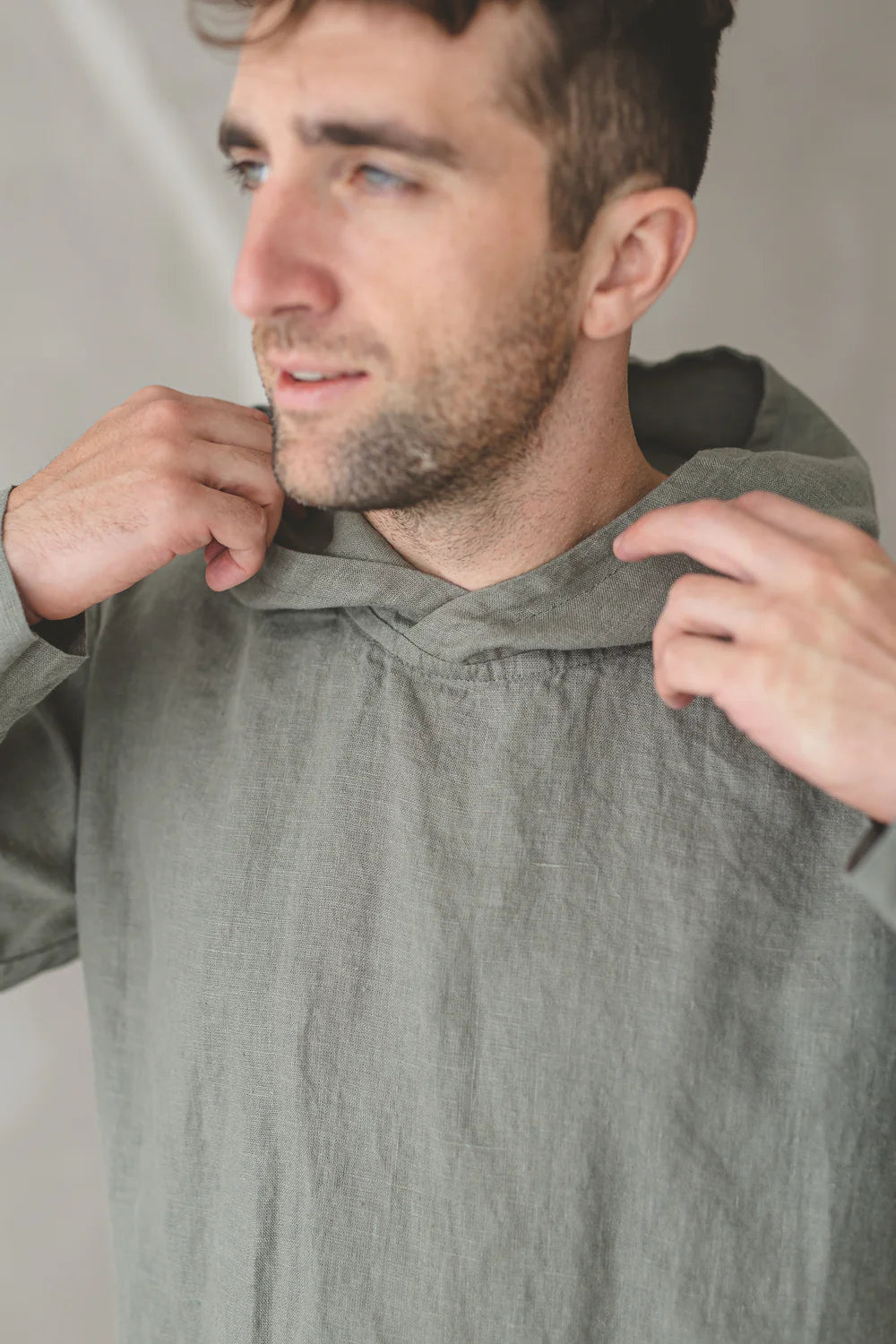 Linen Hoodie for Men Old Linen Mill