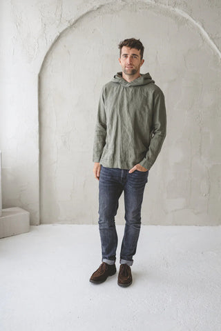 Linen Hoodie for Men Old Linen Mill