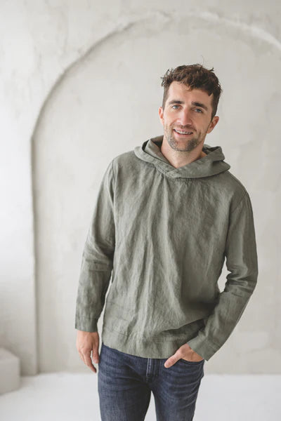 Linen Hoodie for Men Old Linen Mill
