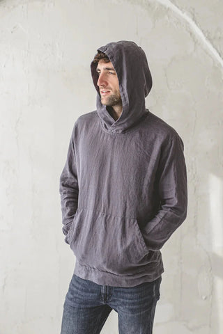 Linen Hoodie with Front Pocket Old Linen Mill