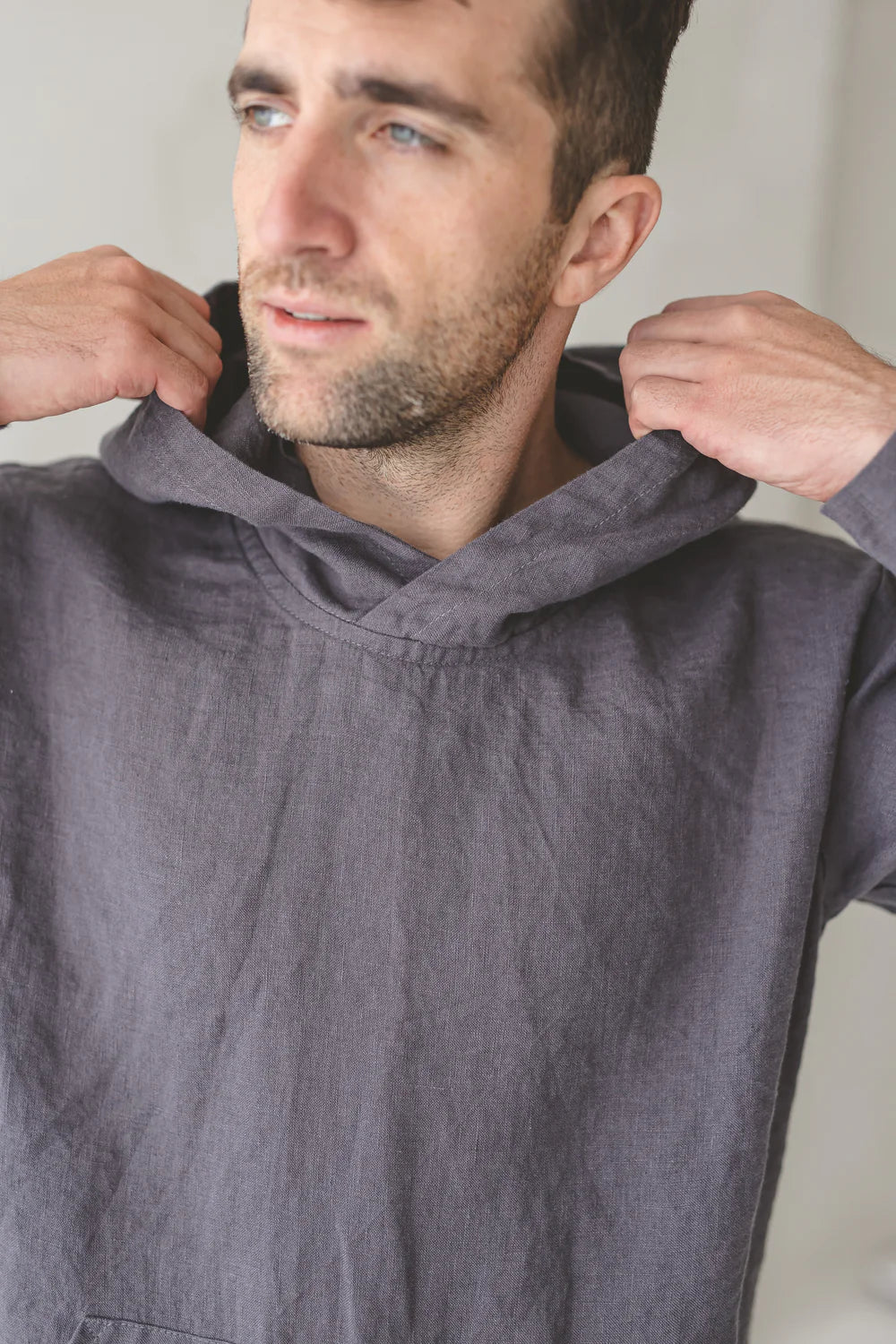 Linen Hoodie with Front Pocket Old Linen Mill