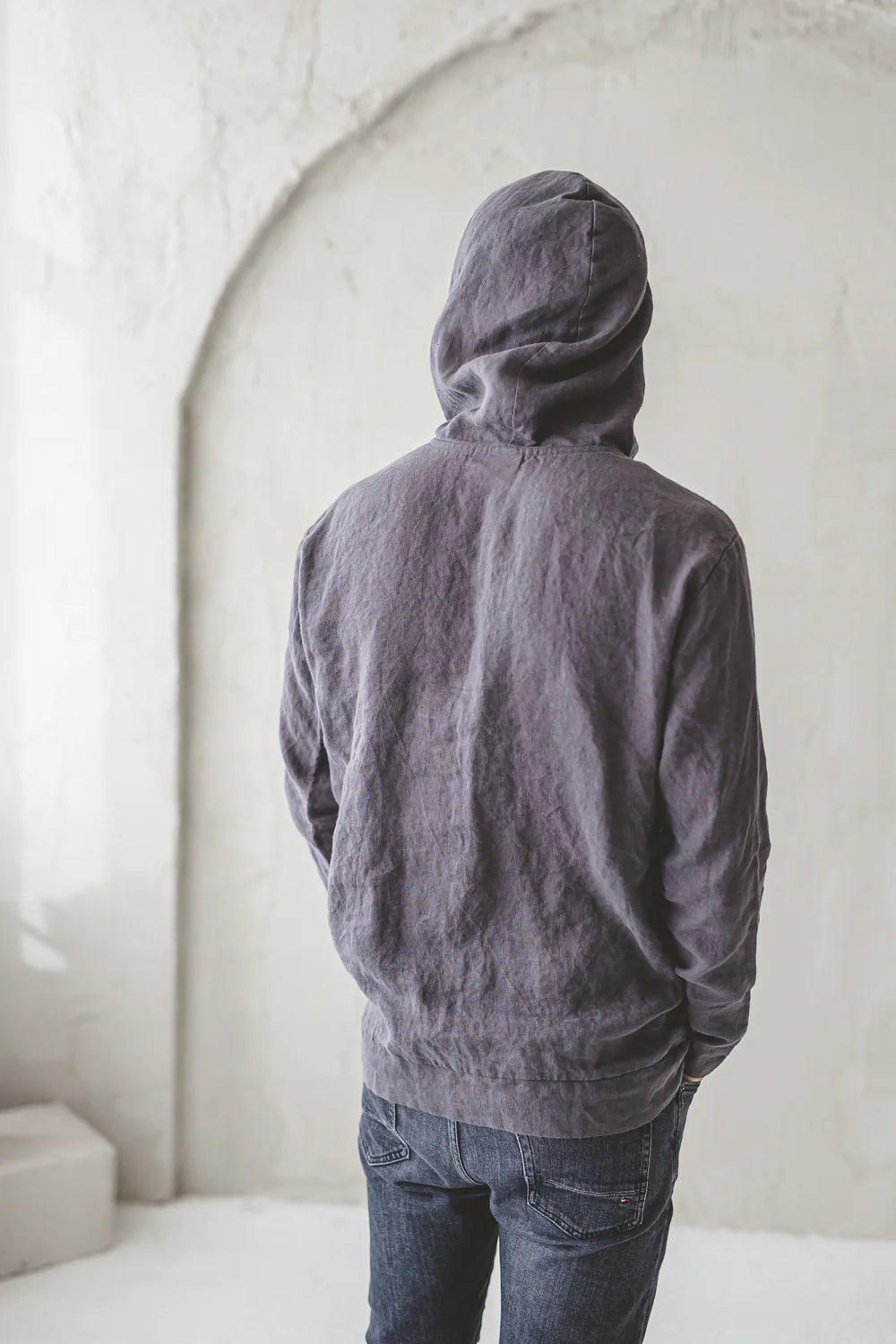 Linen Hoodie with Front Pocket Old Linen Mill